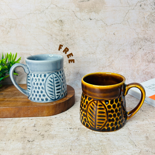 BROWN GREY MUG - Buy 1 Brown Mug & Get 1 Grey Mug FREE