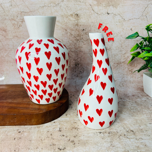 RED HEART VASE SET - Buy Big Vase Get 1 Small Vase FREE