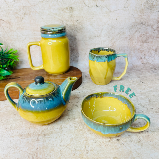 MUSTARD SET - Buy Tumbler , Mug , Kettle & get Coffee Mug FREE