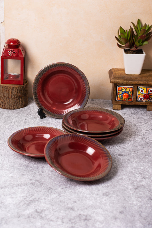 RED PASTA PLATE 7.5 INCH SET OF 1