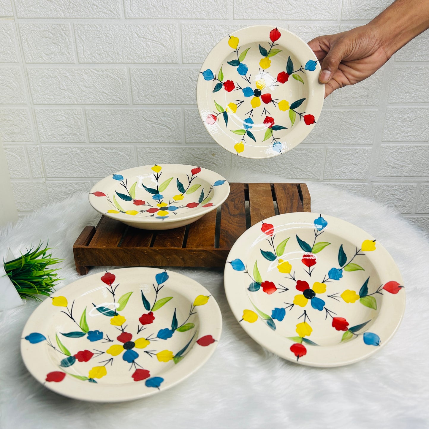 FLORAL PASTA PLATE 7 INCH (Set  of 1)