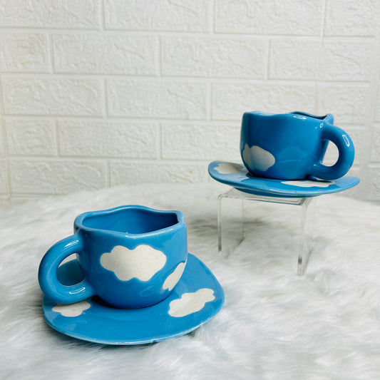 SKY BLUE CLOUD  CUP & SAUCER (Set of 1)