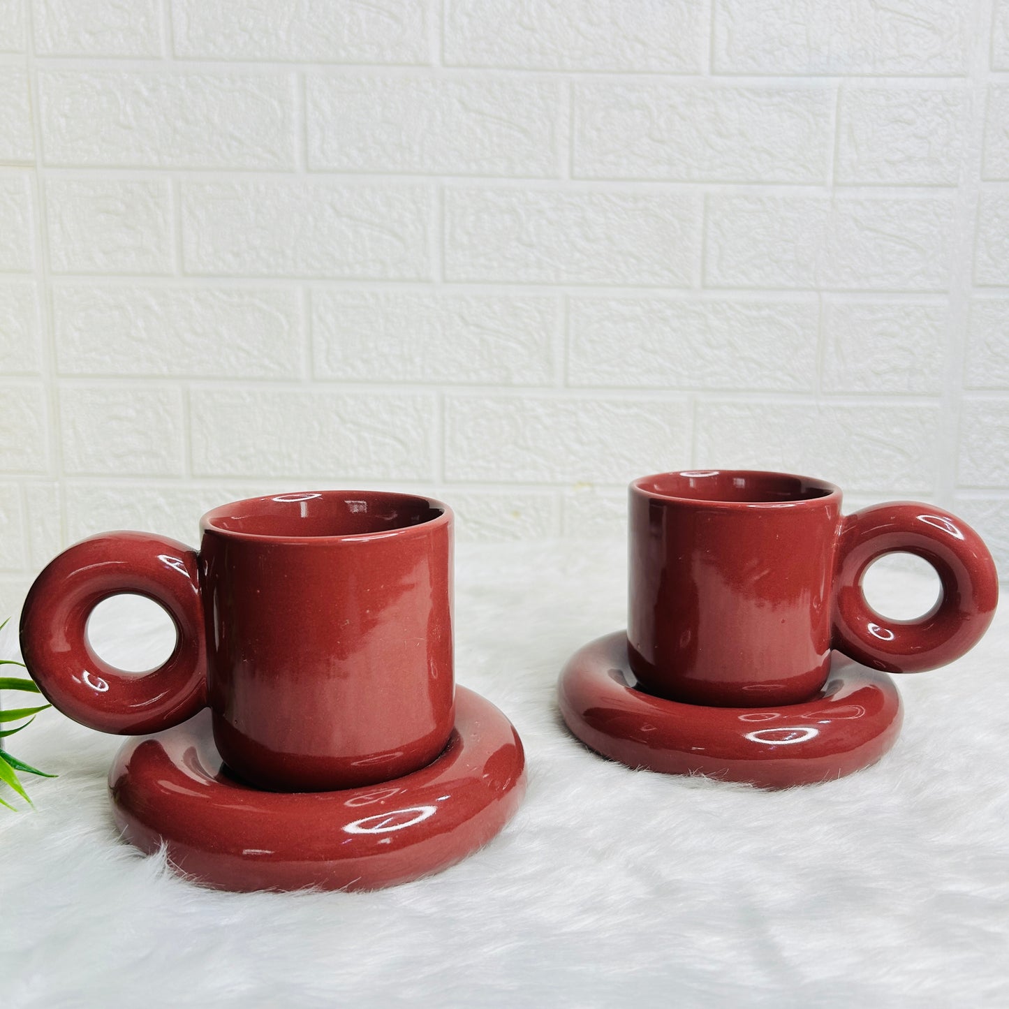 BROWN MUG SAUCER SET (Set of 1)