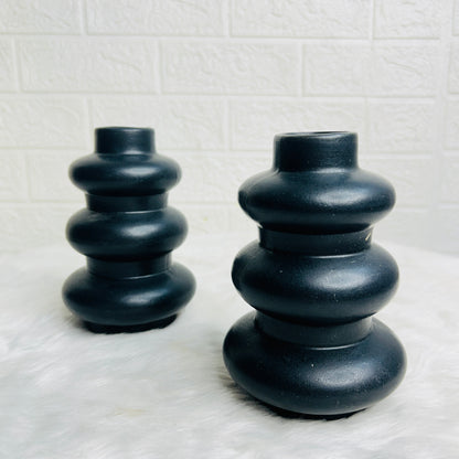 BLACK SPIRAL VASE SET OF 1