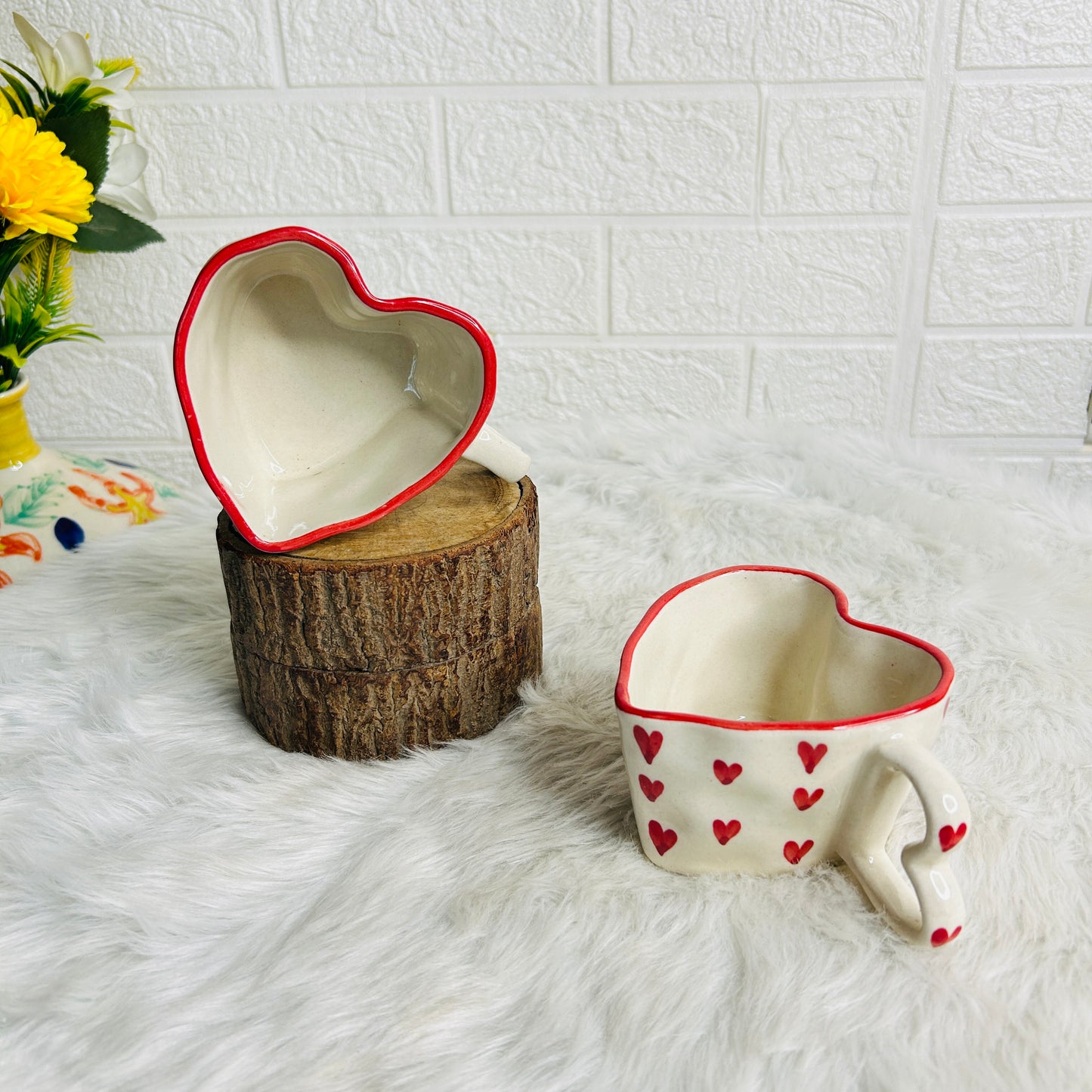 Heart of Love - White Heart Shaped Mug