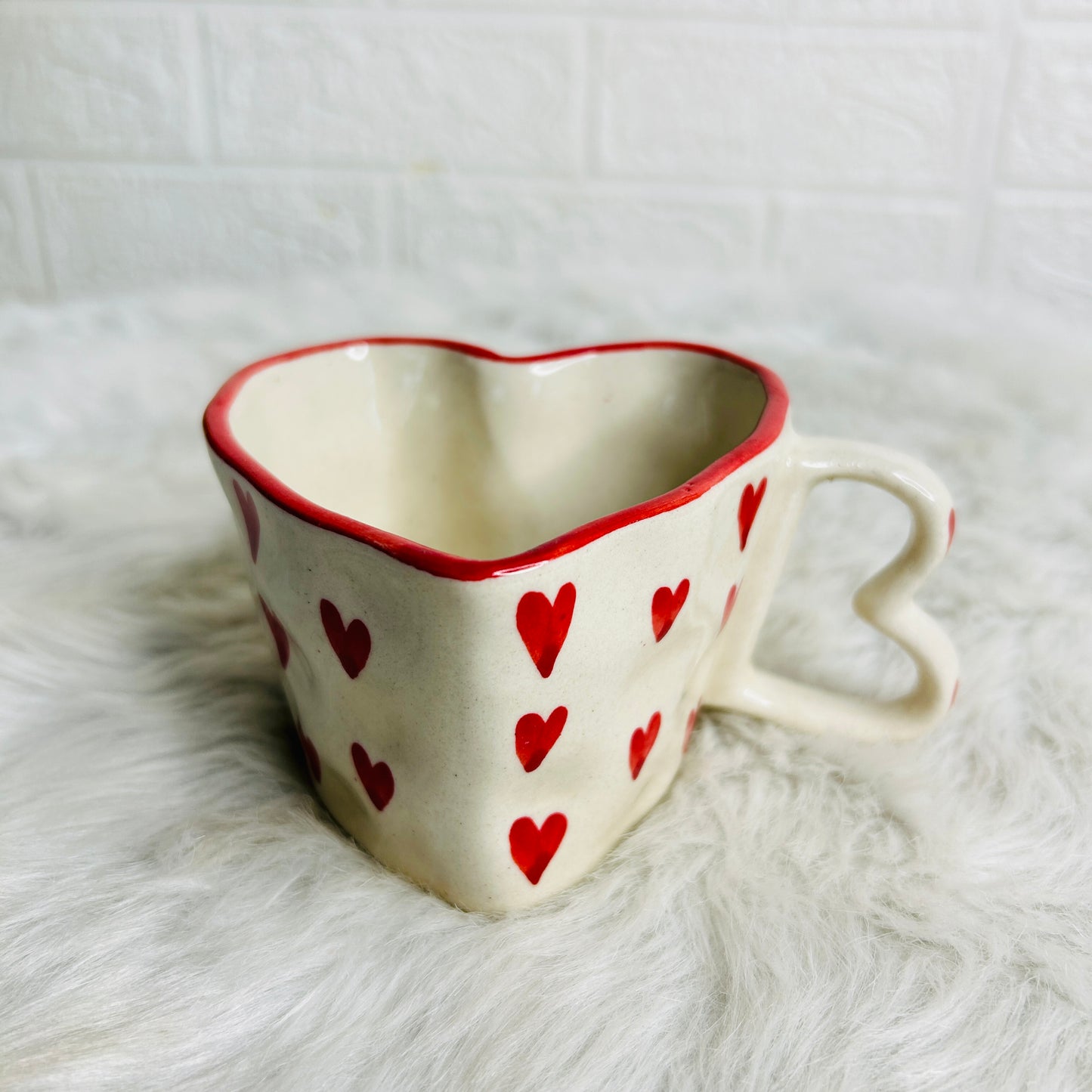 Heart of Love - White Heart Shaped Mug