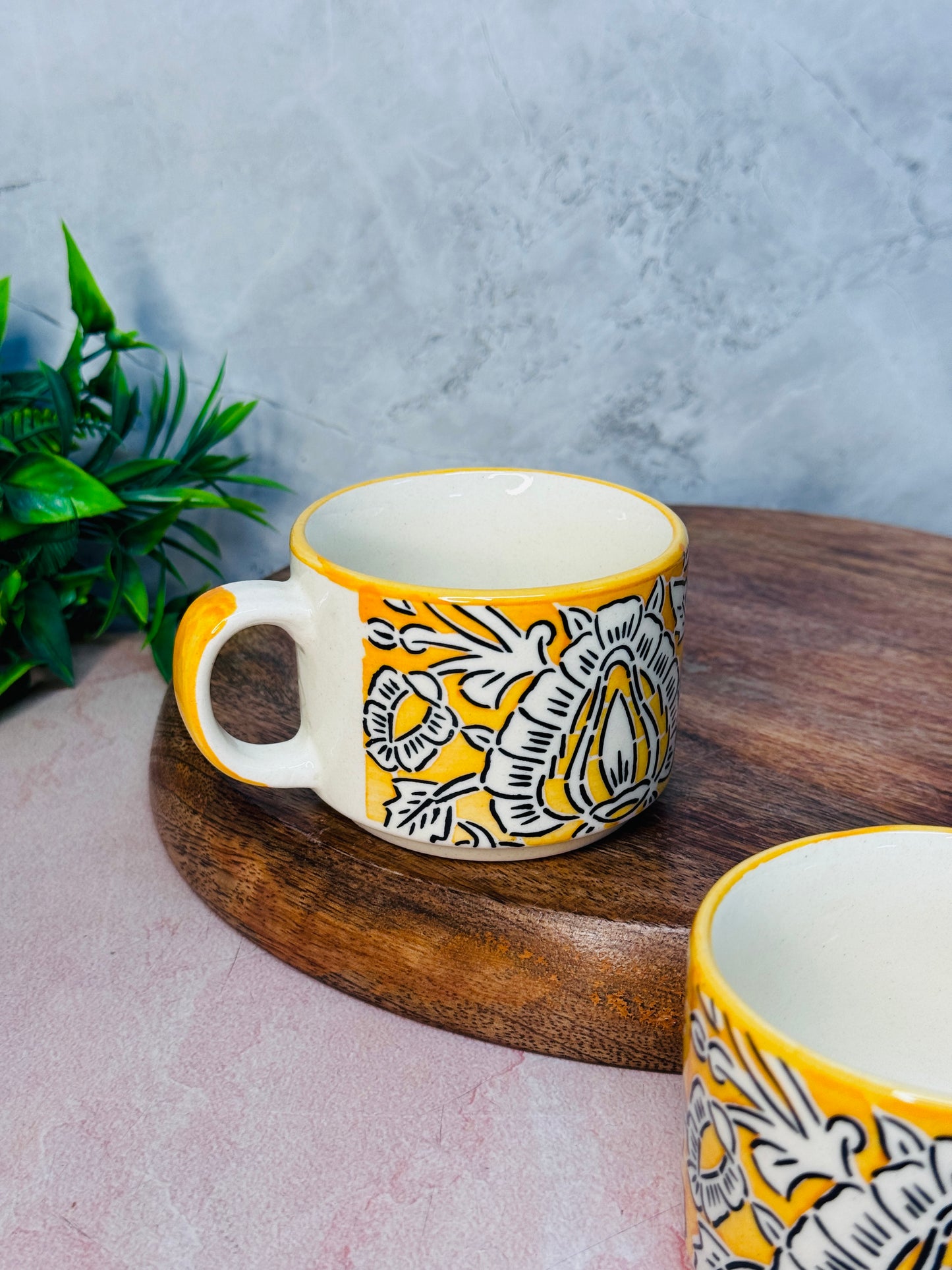 YELLOW BLUE MUGHAL TEA CUP (Set of 1)