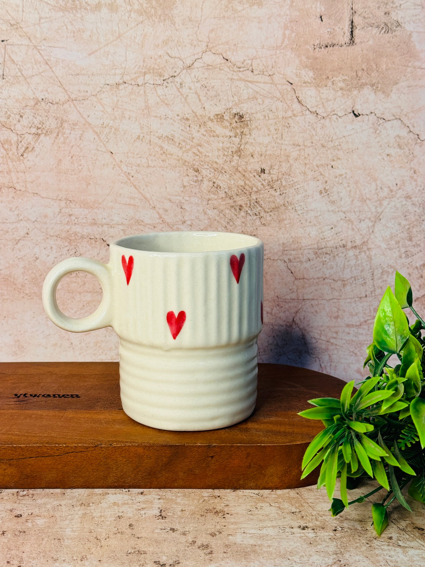 HEART CAFE CREAM MUG (Pack of 1)