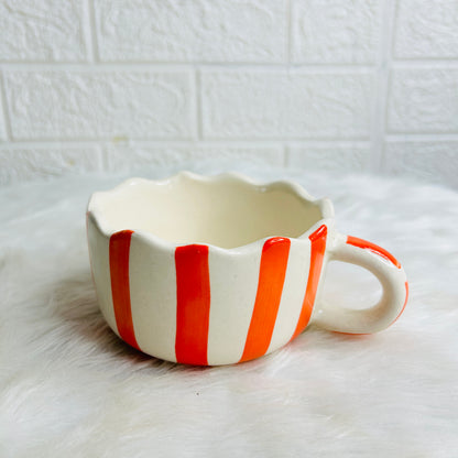 ORANGE STRIP UMBRELLA BROAD MUG (Set of 1)