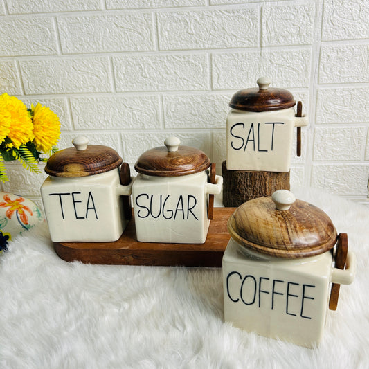 TEA SUGAR , SALT & COFFEE SET(Set of 4)