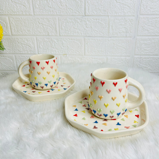 3D RAINBOW HEART MUG  & SNACK PLATE