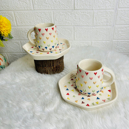 3D RAINBOW HEART MUG  & SNACK PLATE