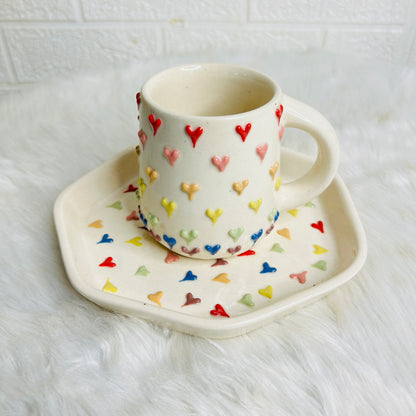 3D RAINBOW HEART MUG  & SNACK PLATE