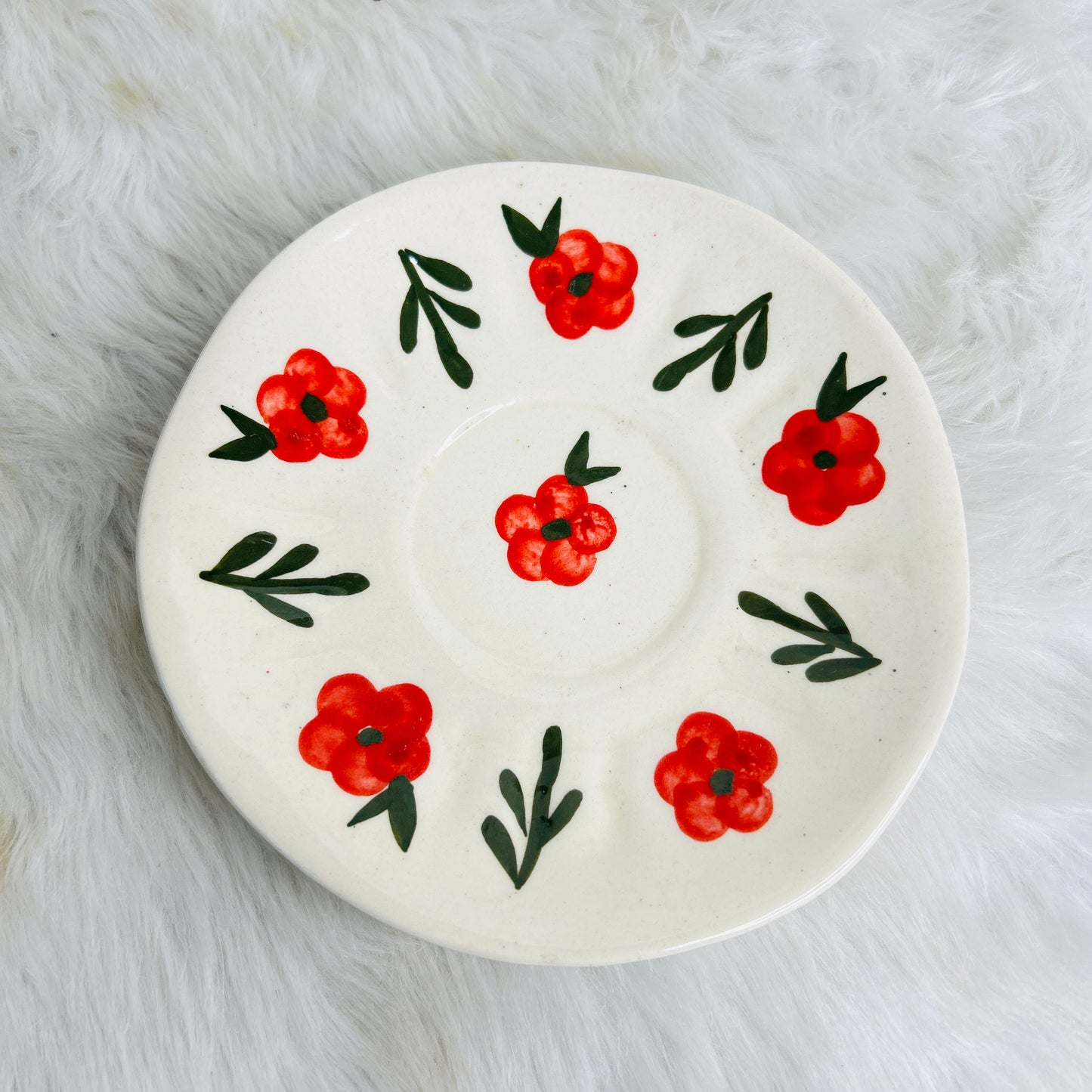 RED FLORAL CUP SAUCER (Set of 1)