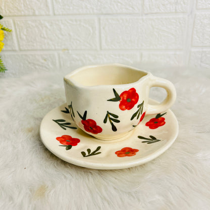 RED FLORAL CUP SAUCER (Set of 1)