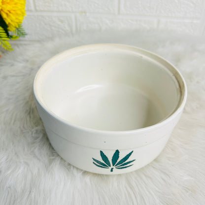 GREEN LEAF SERVING BOWL WITH LID