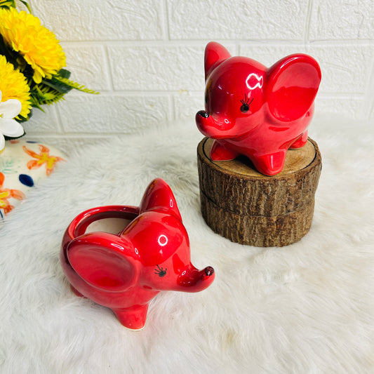 RED ELEPHANT PLANTER (Set of 1)