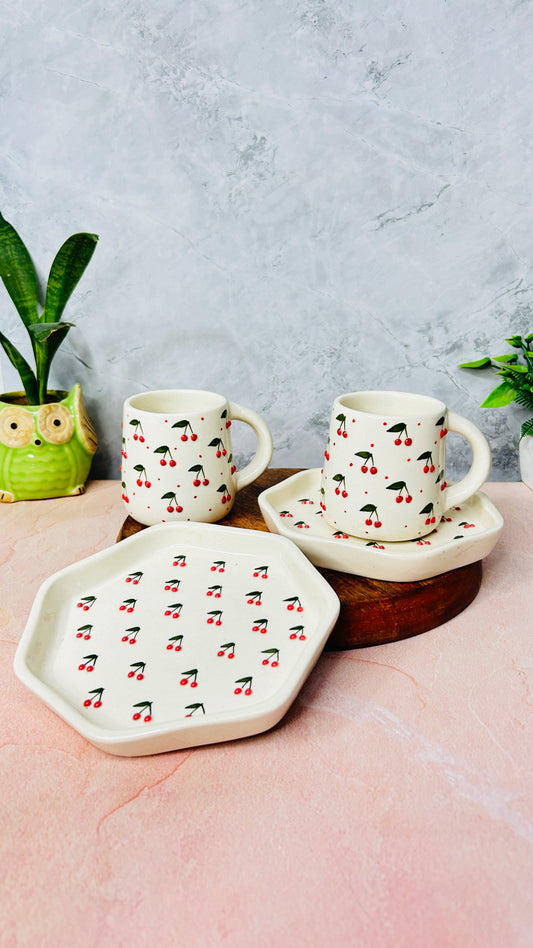 3D CHERRY Mug & Saucer Set of 1