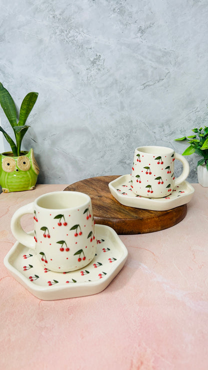 3D CHERRY Mug & Saucer Set of 1