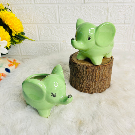 GREEN  ELEPHANT PLANTER (Set of 1)