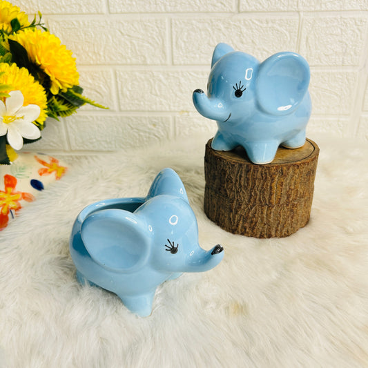 SKY BKUE ELEPHANT PLANTER (Set of 1)