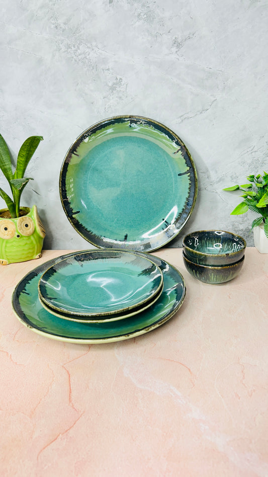 STUDIO GREEN SPLASH DINNER SET OF 6