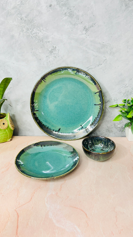 STUDIO GREEN SPLASH DINNER SET OF 3