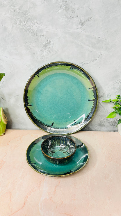 STUDIO GREEN SPLASH DINNER SET OF 3