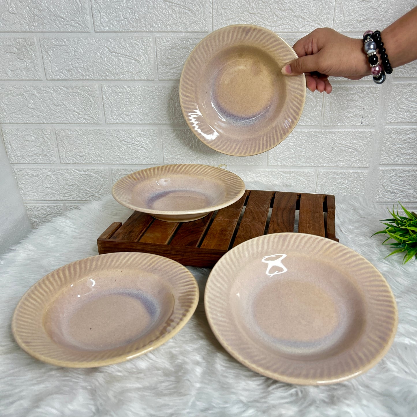 BEIGE PASTA PLATE 7.5 INCH