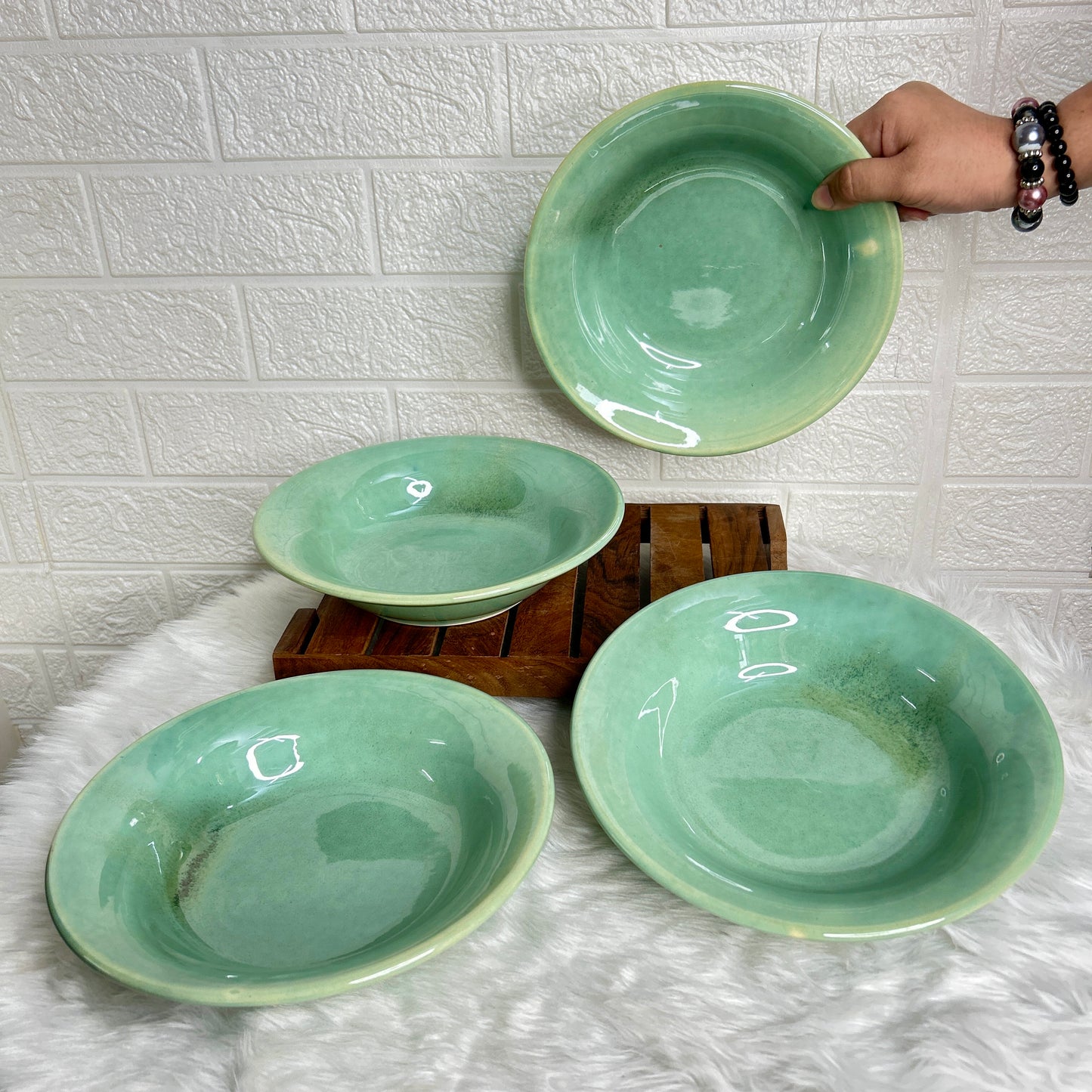 GREEN PASTA PLATE  9 INCH SET OF 1