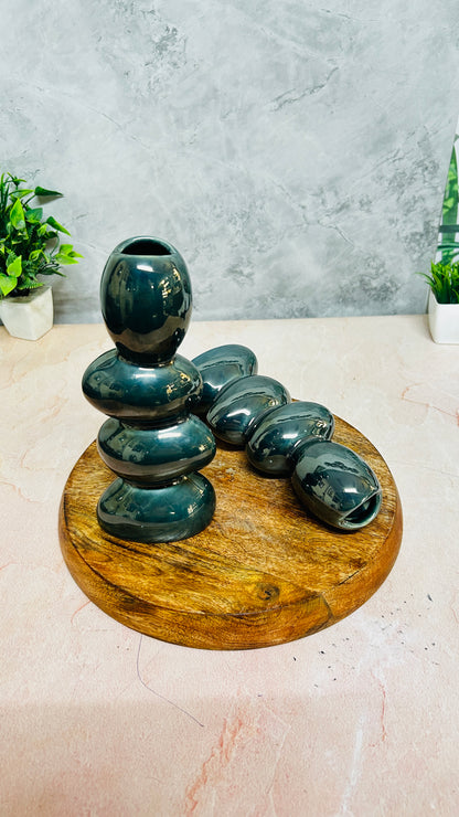 OLIVE GREEN PEBBLE VASE (Set of 1)