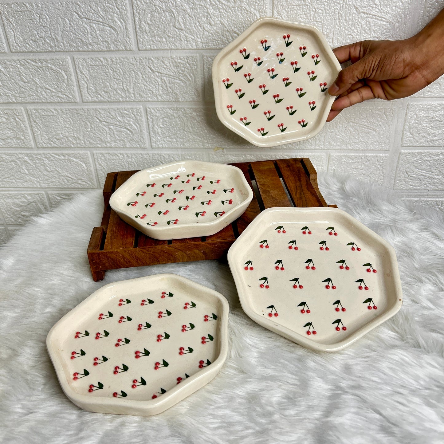 3D CHERRY SNACK PLATE 7 INCH