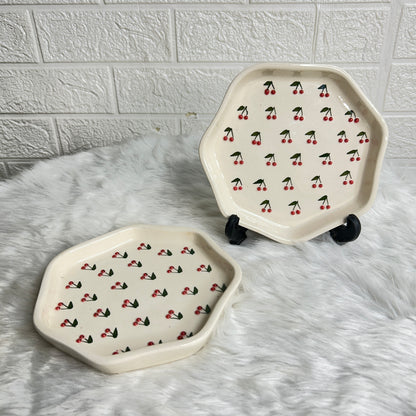 3D CHERRY SNACK PLATE 7 INCH