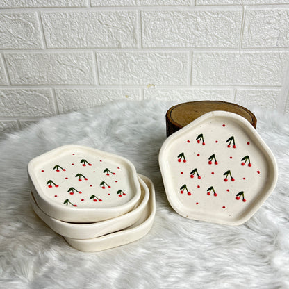 3D CHERRY SNACK PLATE 4 INCH