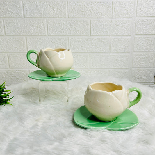 WHITE TULIP CUP & SAUCER SET OF 1