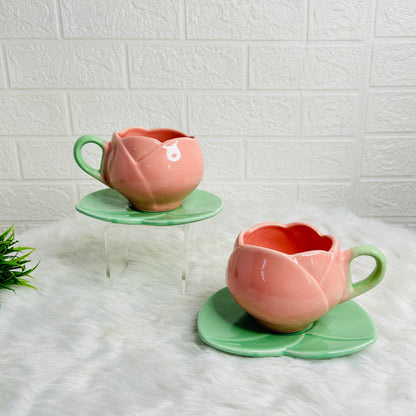 PINK TULIP CUP & SAUCER SET OF 1