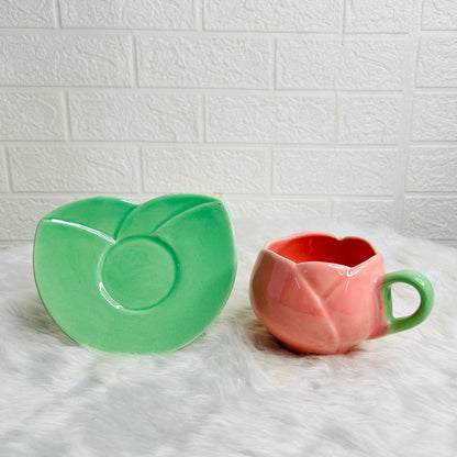 PINK TULIP CUP & SAUCER SET OF 1