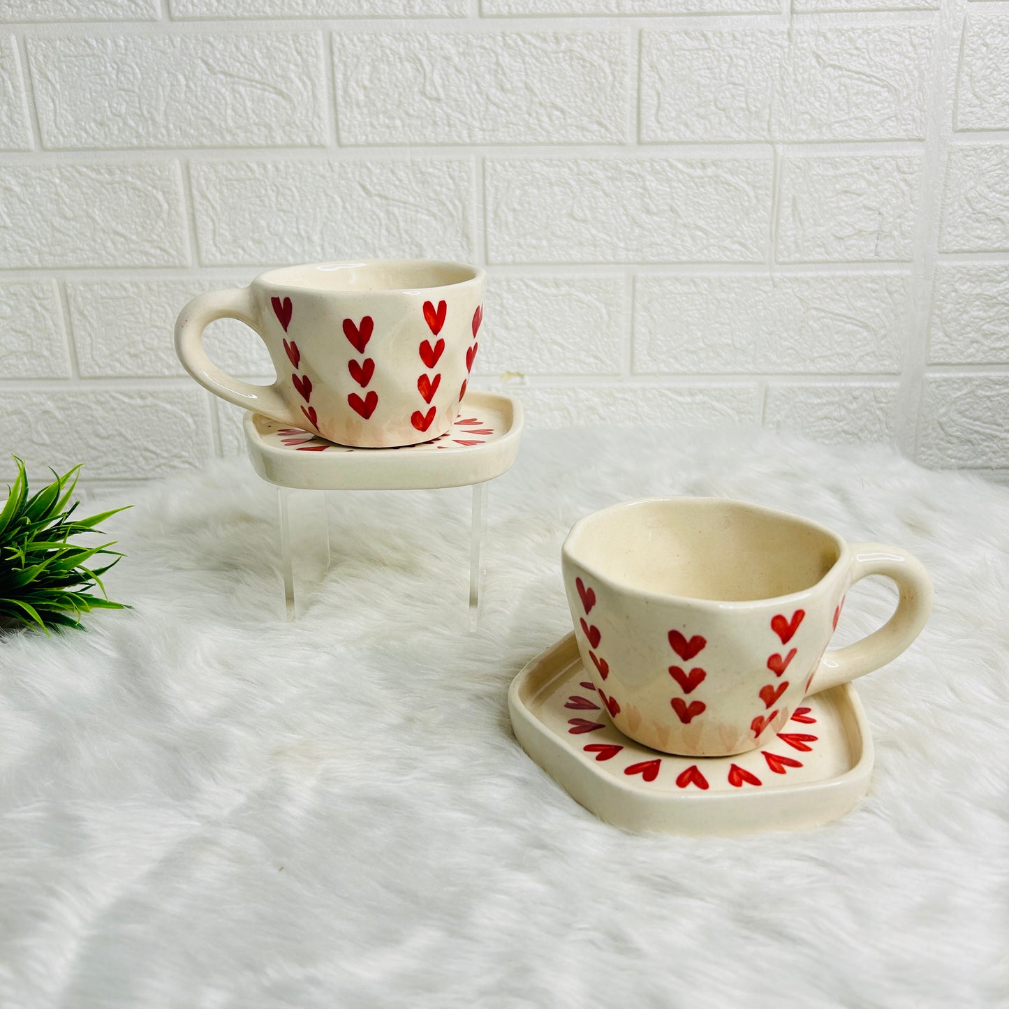 RED HEART CUP & SAUCER SET OF 1