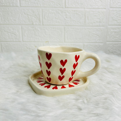 RED HEART CUP & SAUCER SET OF 1