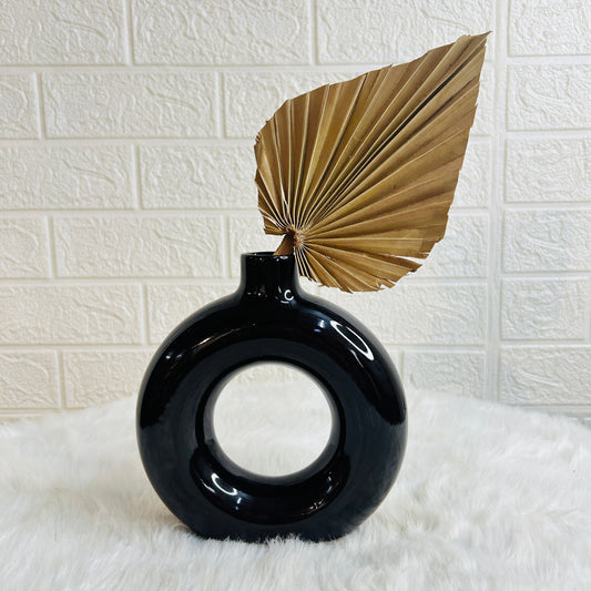 BLACK CICRLE VASE SET OF 1