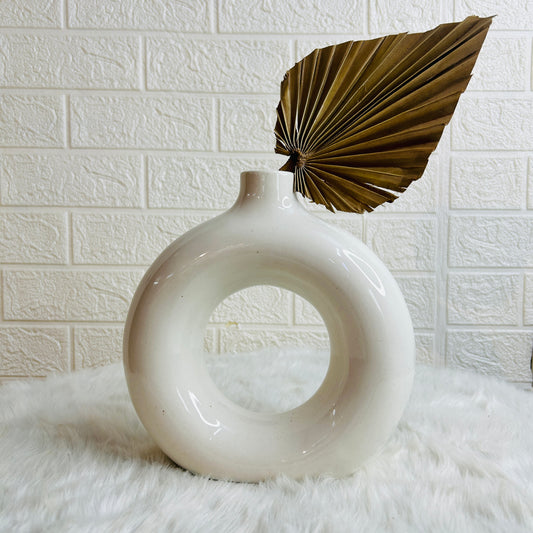 LARGE WHITE CIRCLE VASE SET OF 1