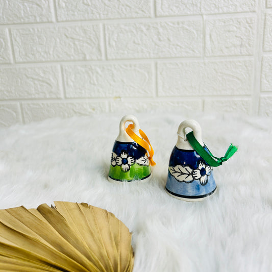 BLUE GREEN LEAF BELL SET OF 2