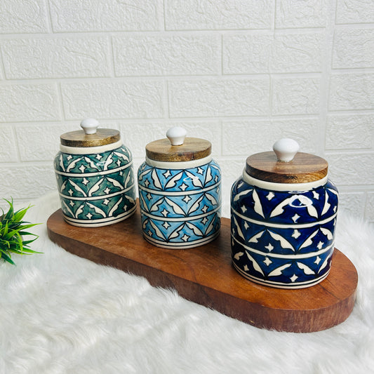 SHADES OF BLUE JAR COMBO SET OF 3